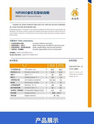 High Quality Additive Supplement White Powder Nr960 Rutile Titanium Dioxide 25kgs/Bag